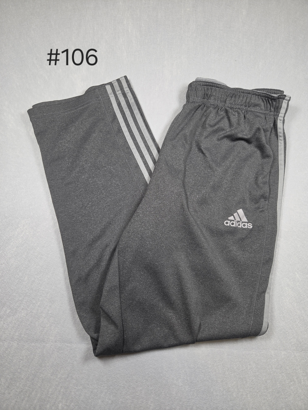 Adidas Climalite Men’s Track Pants Gray/Silver 3-Stripe Athletic Sweatpants XL